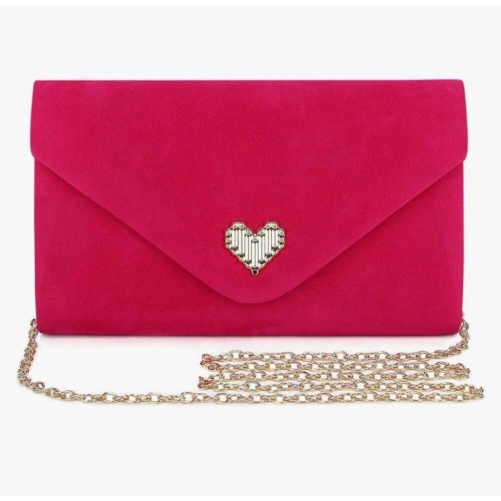 Women Faux Suede Evening Clutch Bags Formal Party  Wedding Purses Barbie NWT